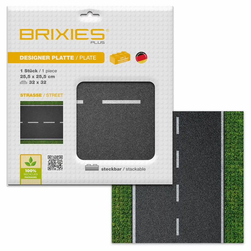 Brixies® Bodenplatte Straße Gerade 32x32cm