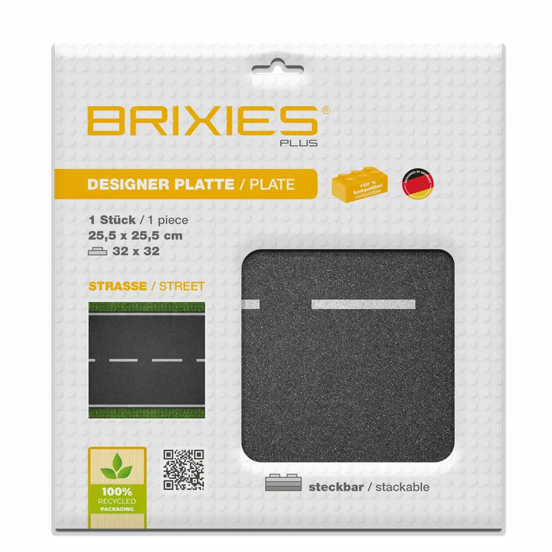 Brixies® Bodenplatte Straße Gerade 32x32cm